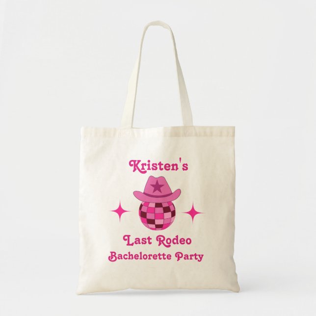 Tote Bag Dernier Rodéo Pink Disco Cowgirl Enterrement de Vi (Devant)