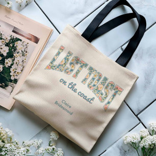 Tote Bag DERNIER TOAST Lettres universitaires Bleu Floral R