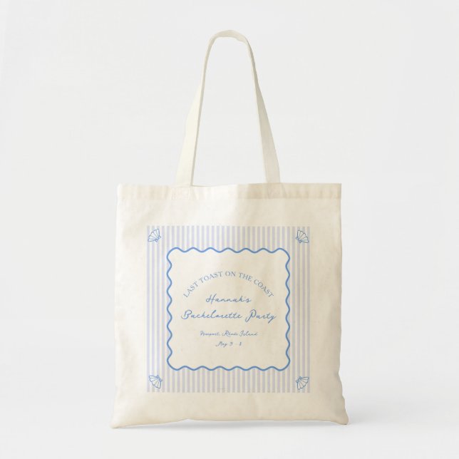 Tote Bag Dernier Toast sur la Côte Bachelorette Bleue Party (Devant)