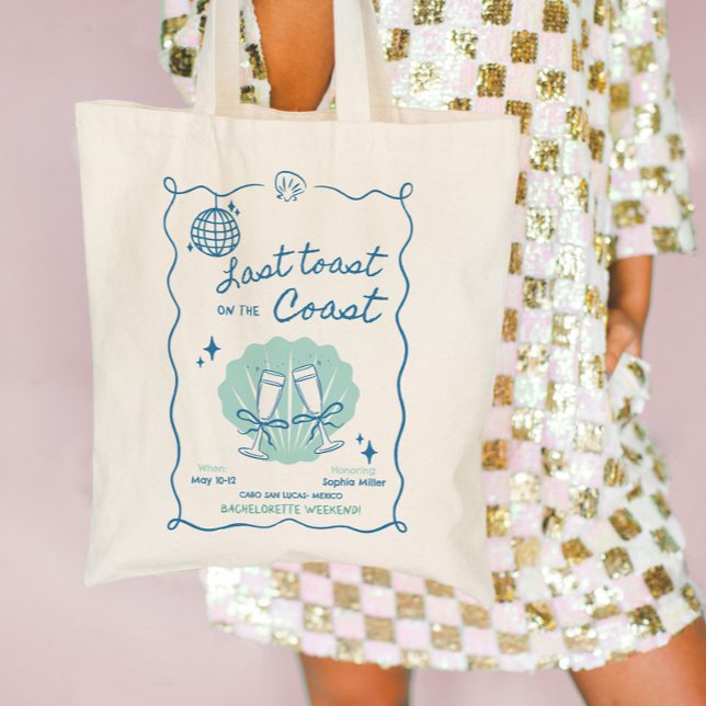 Tote Bag Dernière Toast sur la Côte Fête de Bachelorette de (Last Toast on the Coast Bachelorette Weekend Tote Bag)