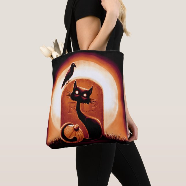 Tote Bag Derpy Halloween Chat par Tombstone (De près)