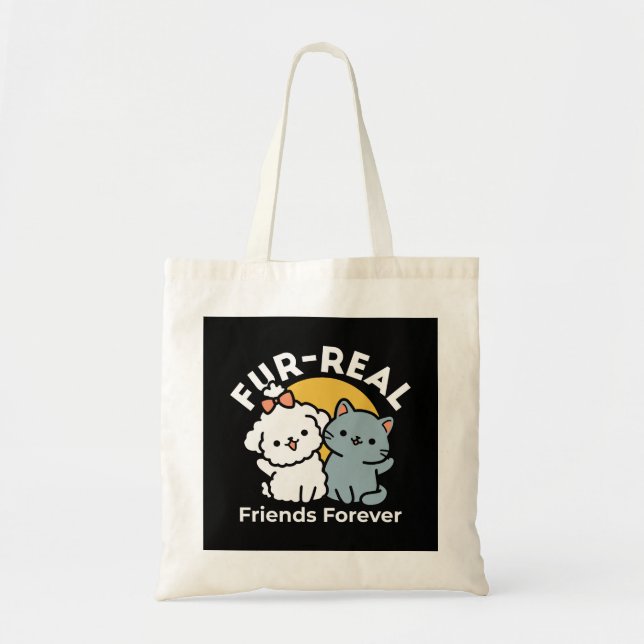 Tote Bag Des amis vrais pour toujours | Cute Cat & Chien Du (Devant)