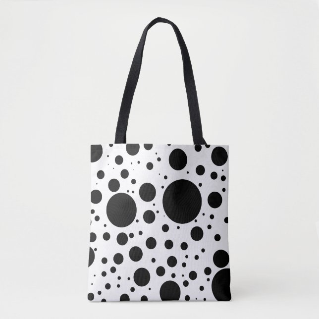 Tote Bag Des centaines de points et de cercles noirs de dif (Devant)