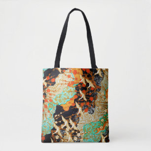 TOTE BAG DES CRANES DE VOL AVEC DES FLEURS DE PRINTEMPS