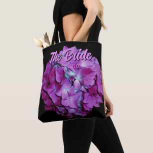 Tote Bag Des hortensias magenta et sarcelle pour la mariée