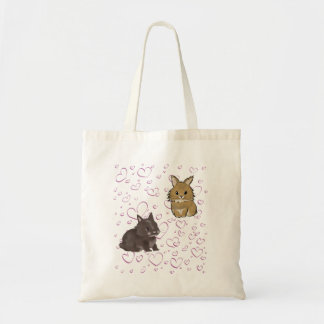 Tote Bag Des lapins Lionhead avec des cœurs