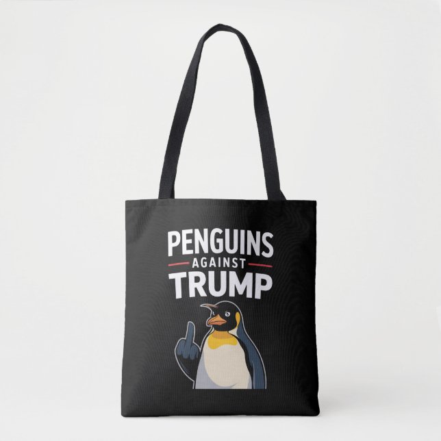 Tote Bag Des palmes de pingouin contre Trump (Devant)