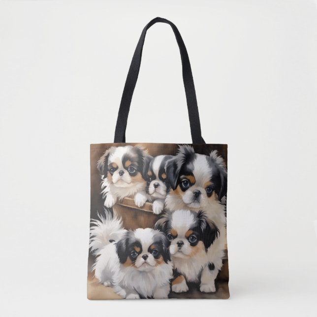 Tote Bag Des petits chiots Japonais espiègles (Devant)