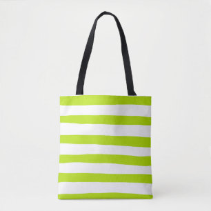 Tote Bag Des rayures inégales dans la chaux Vert et Blanc