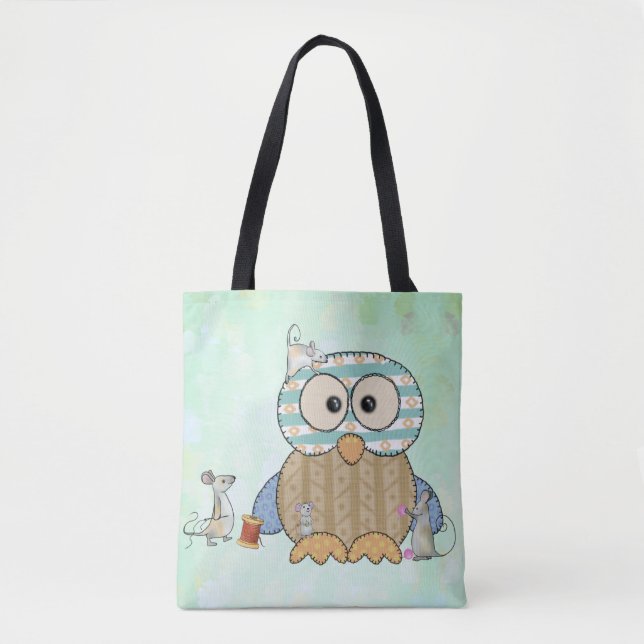 Tote Bag Des souris coudre à chouette (Devant)