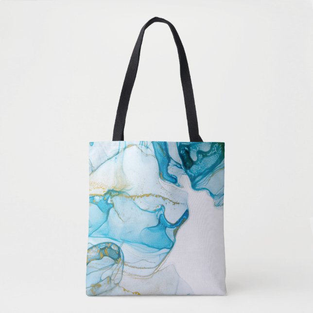Tote Bag Des vagues d'océan doré. Image abstraite et lumine (Devant)