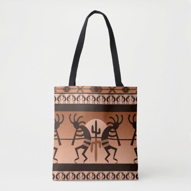 Tote Bag Desert Kokopelli Sun Cactus Modèle sud-ouest (Devant)