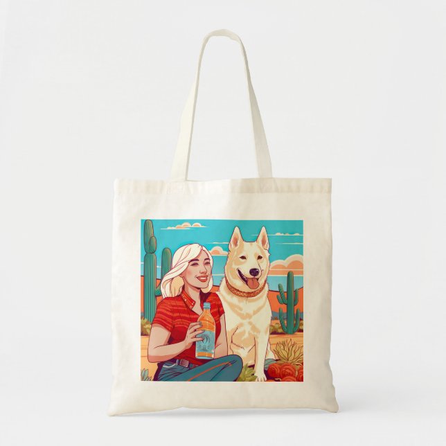 Tote Bag Desert Secourt Chien, Tequila et Femanhood Print (Devant)