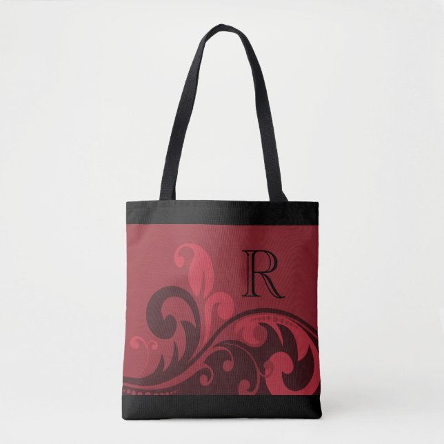 Tote Bag Design à saveur rouge avec monogramme (Devant)