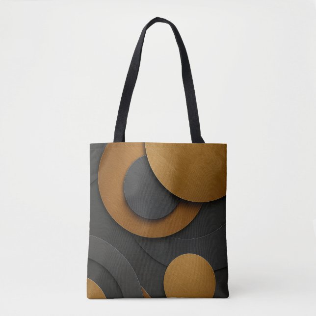 Tote Bag Design abstrait géométrique noir et or de luxe (Devant)