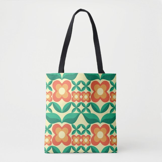 Tote Bag Design Arrière - plan - fleurs et feuilles. Nature (Devant)