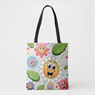 Tote Bag Design arrière - plan transparent avec fleurs colo