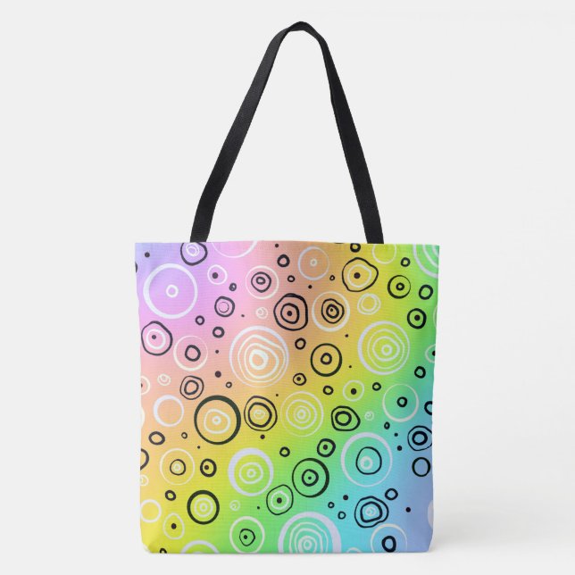 Tote Bag Design coloré avec des cercles amusants ! (Devant)