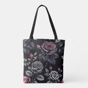 Tote Bag Design d'art floral Rose sombre