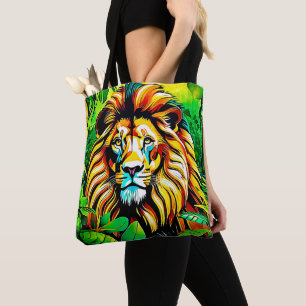 Tote Bag Design d'art pop de Jungle Lion