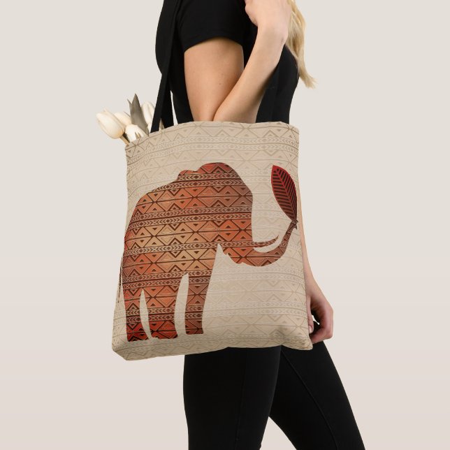 Tote Bag Design d'art tribal des éléphants (De près)