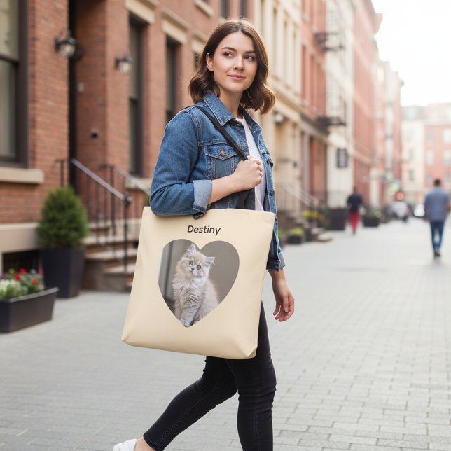 Tote Bag Design de chat en forme de cœur (Créateur téléchargé)