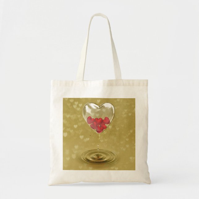 Tote Bag Design de coeur en verre romantique (Devant)