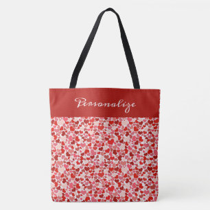 Tote Bag Design de coeur romantique rouge rose Personnalisé