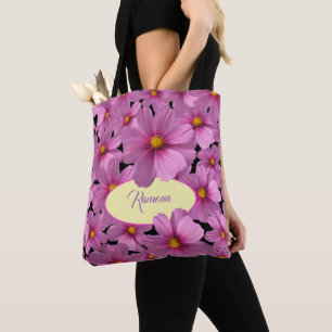 Tote Bag Design de fleurs de cosmos pourpre sur un Arrière