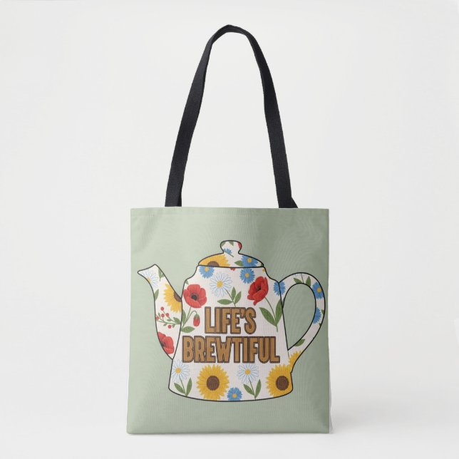 Tote Bag Design de la vie de théière rétro (Devant)