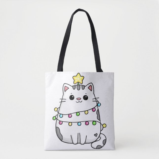 Tote Bag Design de Noël de chat mignon (Devant)