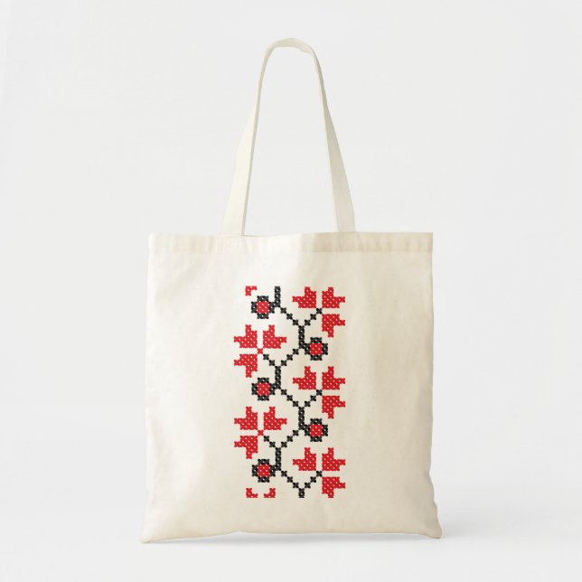 Tote Bag Design de point de croix de fleur rouge (Devant)