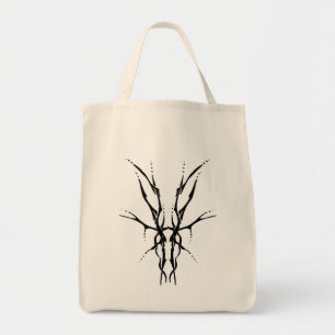 Tote Bag Design de tatouage tribal du crâne de cerf - noir 