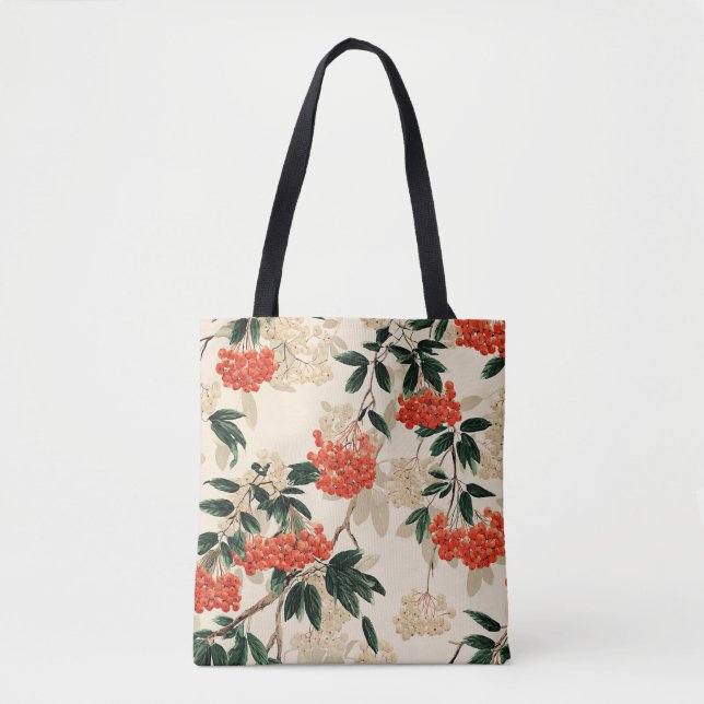 Tote Bag Design décoratif de baies rouges et blanches (Devant)