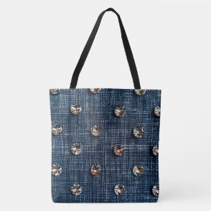 Tote Bag Design Denim et Diamond Large Fourre-tout