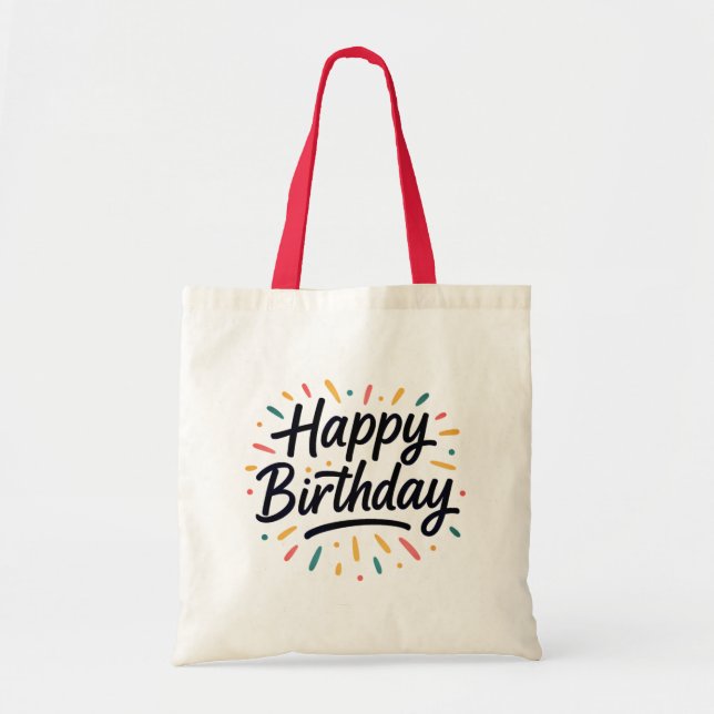 Tote Bag Design élégant de calligraphie d'anniversaire (Devant)