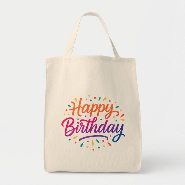 Tote Bag Design élégant de calligraphie d'anniversaire (Devant)