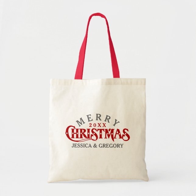 Tote Bag Design élégant de texte de Noël rouge foncé (Devant)