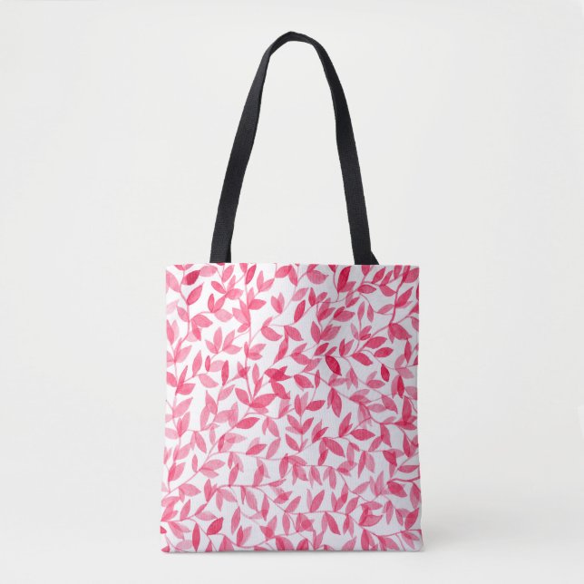 Tote Bag Design feuille d'aquarelle rouge (Devant)