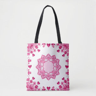 Tote Bag Design floral et cardiaque complexe Épaule Fourre-