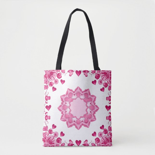 Tote Bag Design floral et cardiaque complexe Épaule Fourre- (Devant)