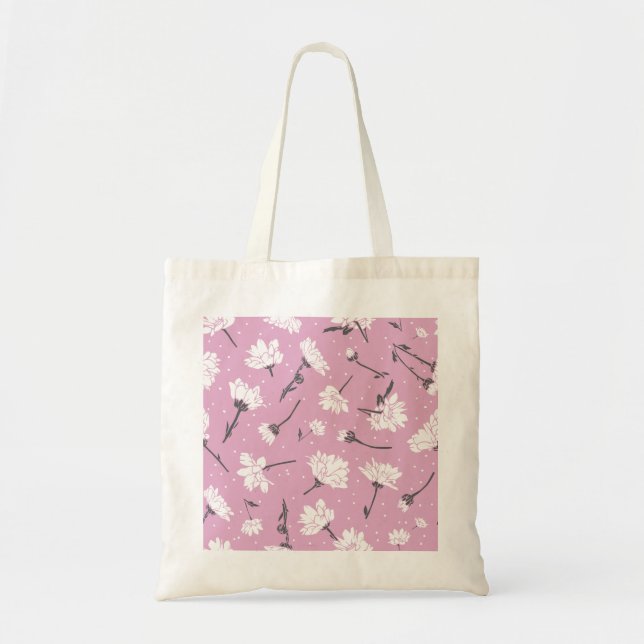 Tote Bag Design Floral Rose - Art Fleur Élégant (Devant)