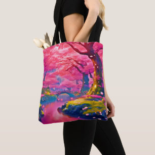 Tote Bag Design forestier en fleurs roses