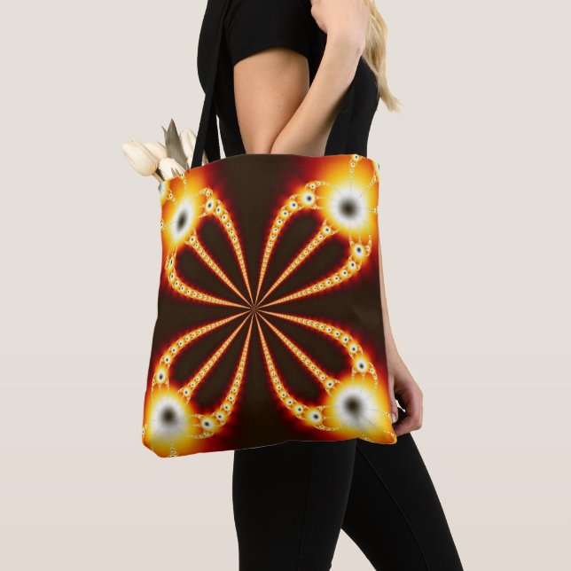 Tote Bag Design géométrique noir et orange (De près)