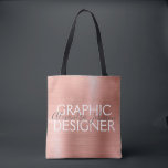 Tote Bag Design graphique en métal brossé rose et Rose<br><div class="desc">Blush Pink - Rose Gold Foil Social Media Graphic Designer fournit sac. Le nom et la profession du contact commercial peuvent être changés pour être utilisés pour n'importe quel type d'entreprise. Veuillez contacter le concepteur pour obtenir d'autres articles correspondants.</div>