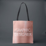 Tote Bag Design graphique en métal brossé rose et Rose<br><div class="desc">Blush Pink - Rose Gold Foil Social Media Graphic Designer fournit sac. Le nom et la profession du contact commercial peuvent être changés pour être utilisés pour n'importe quel type d'entreprise. Veuillez contacter le concepteur pour obtenir d'autres articles correspondants.</div>