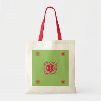 Tote Bag Design graphique rouge violet&vert