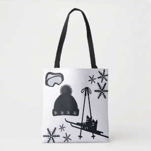 Tote Bag Design hiver noir et blanc.