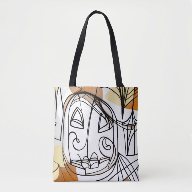 Tote Bag Design moderne abstrait art citrouille Halloween (Devant)