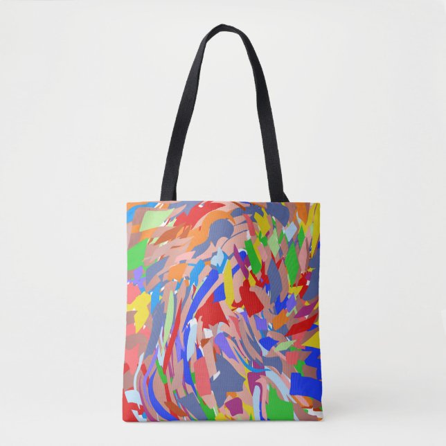 Tote Bag Design moderne Rouge Vert Rose jaune Or (Devant)